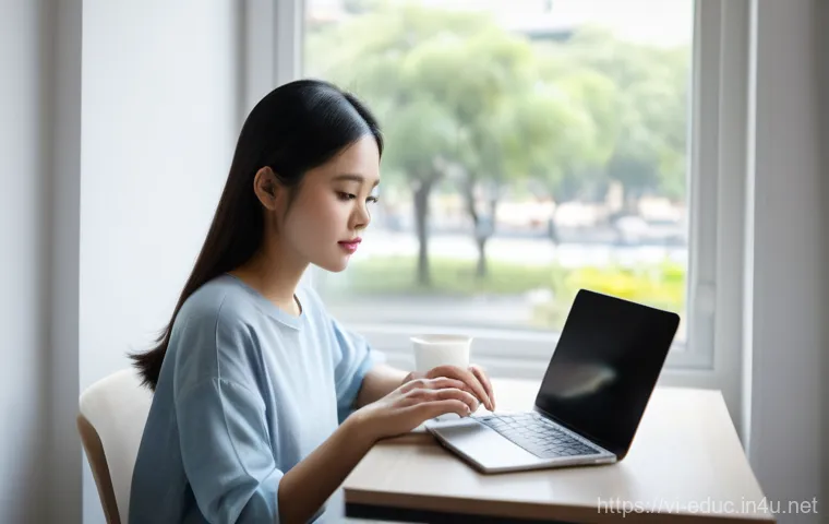 블렌디드 러닝 모델 - **Prompt:** "A young Vietnamese woman, in her early twenties, is comfortably seated at a sleek, mini...