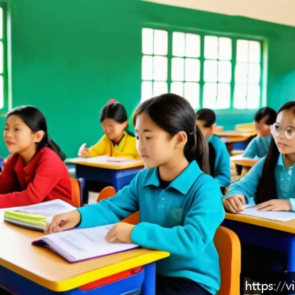 교육 철학과 역사 - A modern Vietnamese classroom scene showing a diverse group of students actively engaged in a person...